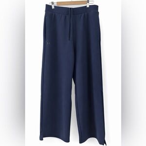 Under Armour NWT Navy Wide Leg Fleece Pants Soft Lounge Athleisure M